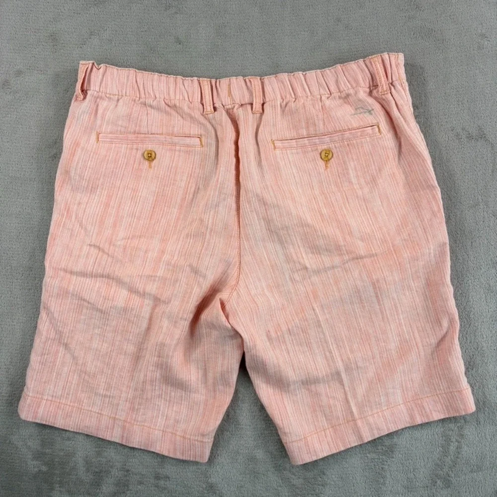 Tommy Bahama Harbor Herringbone Stretch Linen Blend Peach‎ Sorbet Men Large NWOT